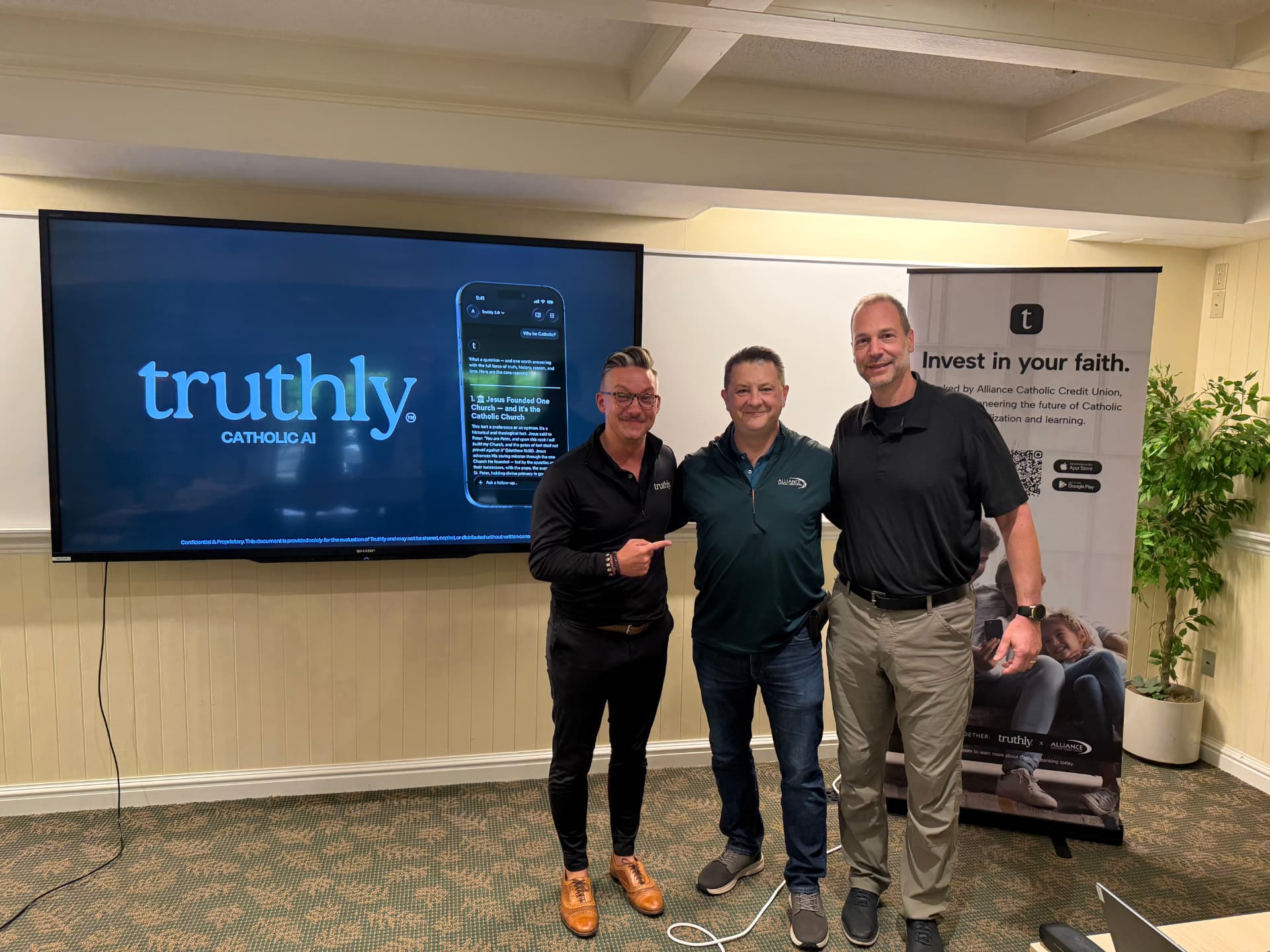 Joe Valentic with colleagues at a Truthly and Alliance Catholic Credit Union event